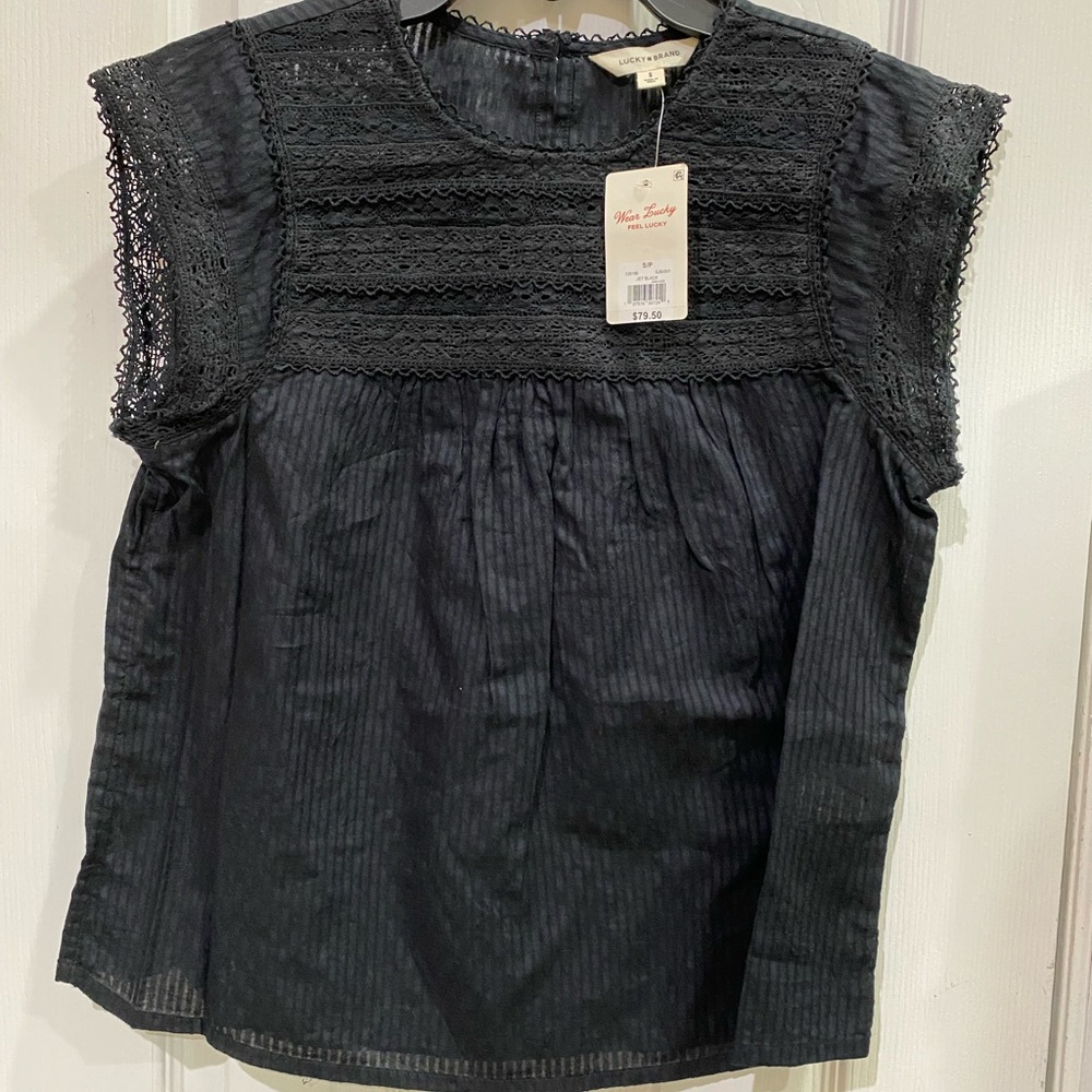 Lucky Brand Jet Black Textured Top